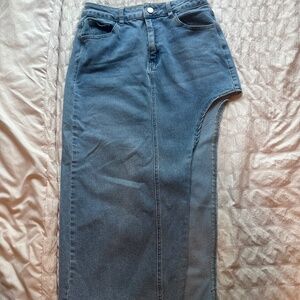 High slit denim skirt